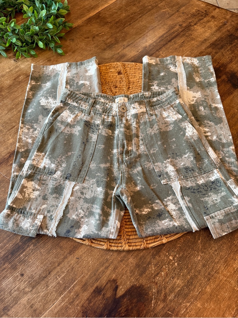 New POL Camouflage Cargo Pants in Olive and Cream New without Tag
